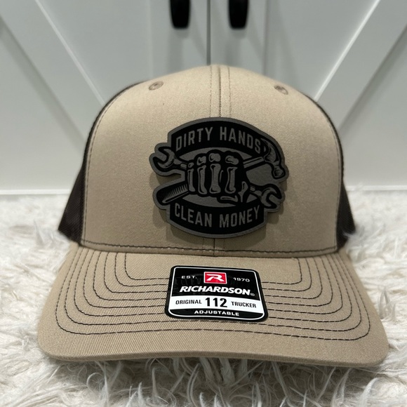Laser engraved Dirty Hands Clean Money Trucker Richardson 112 Hat. - Picture 2 of 2